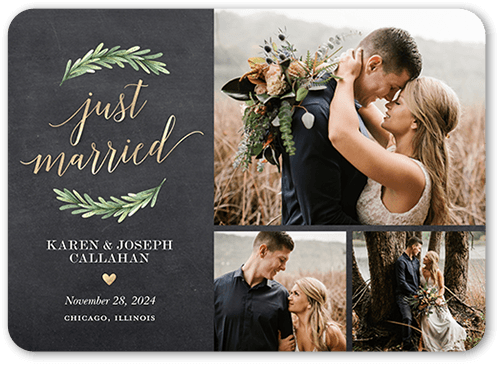 bowed greenery wedding announcement landsape card