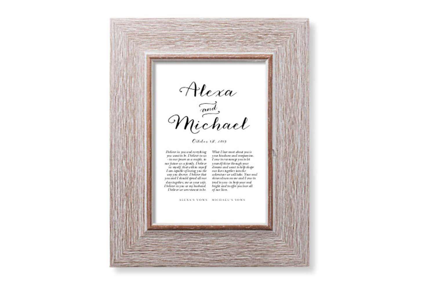 wedding vow art print framed