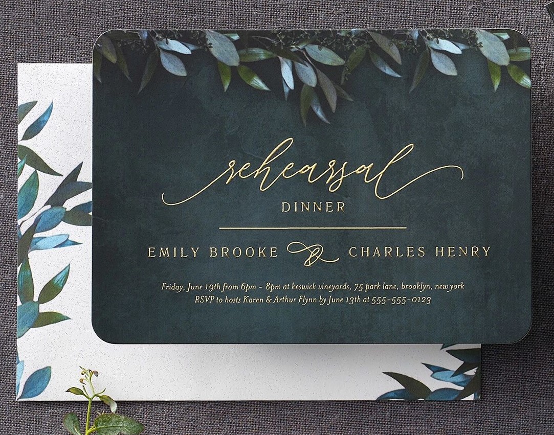 blue rehearsal dinner invitation