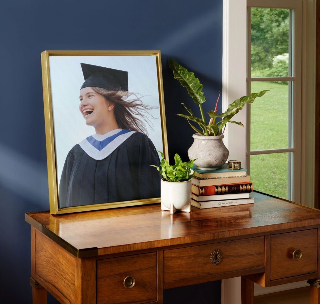 framed canvas print with photo of graduate