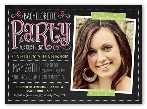 bachelorette party invitation wording with chalk design