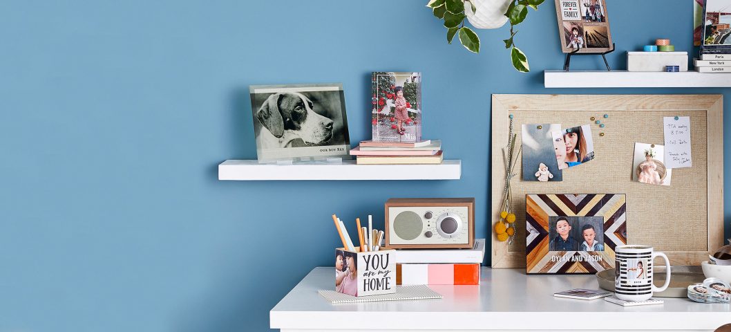 desk with shelves