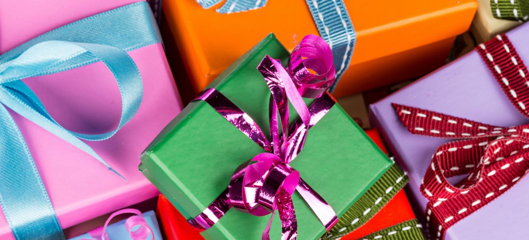 Stack of gift boxes.