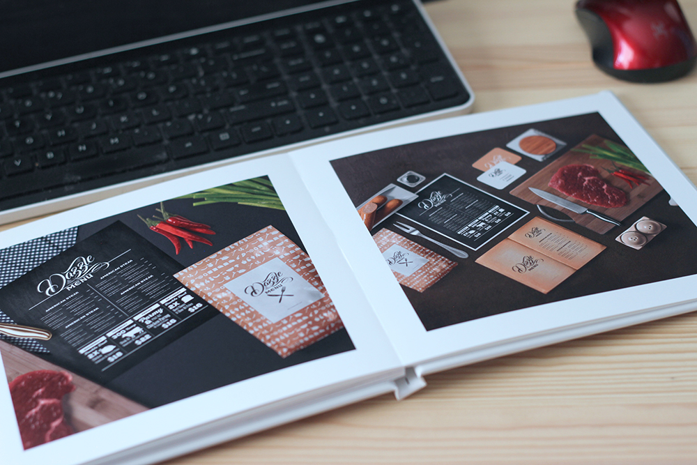 Custom portfolio layflat photo book with a hardcover