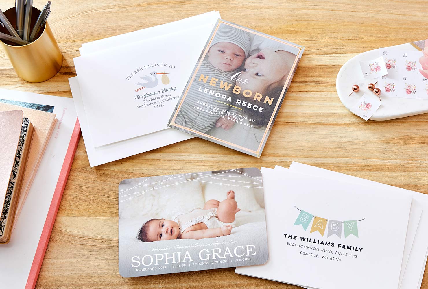 Photo baby announcements of newborn baby girl