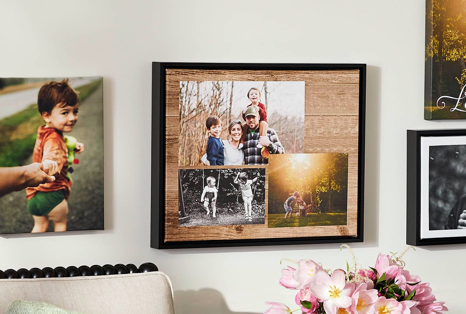 Photo collage and photo prints in home
