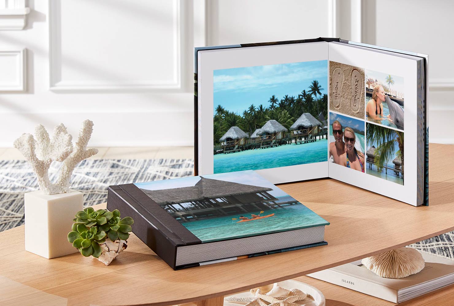 hardcover vacation photo book with collage photo book layout