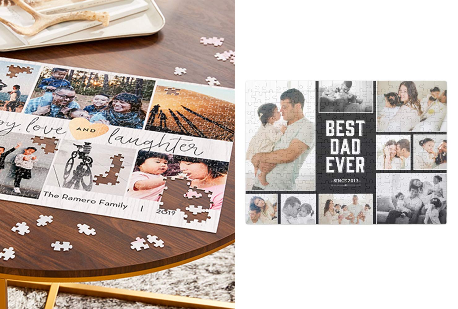 Jigsaw puzzle with picture of family. 