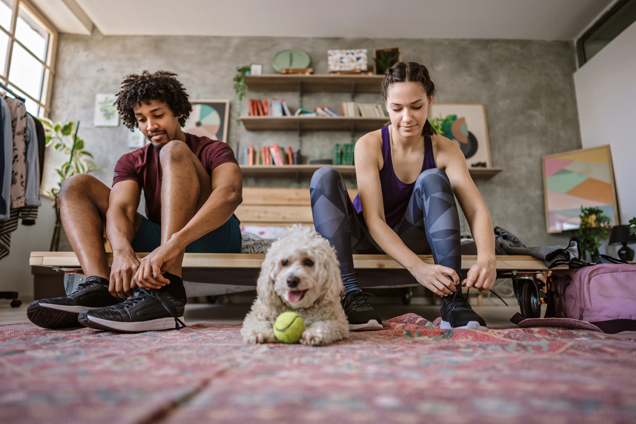 couple getting ready for a workout routine