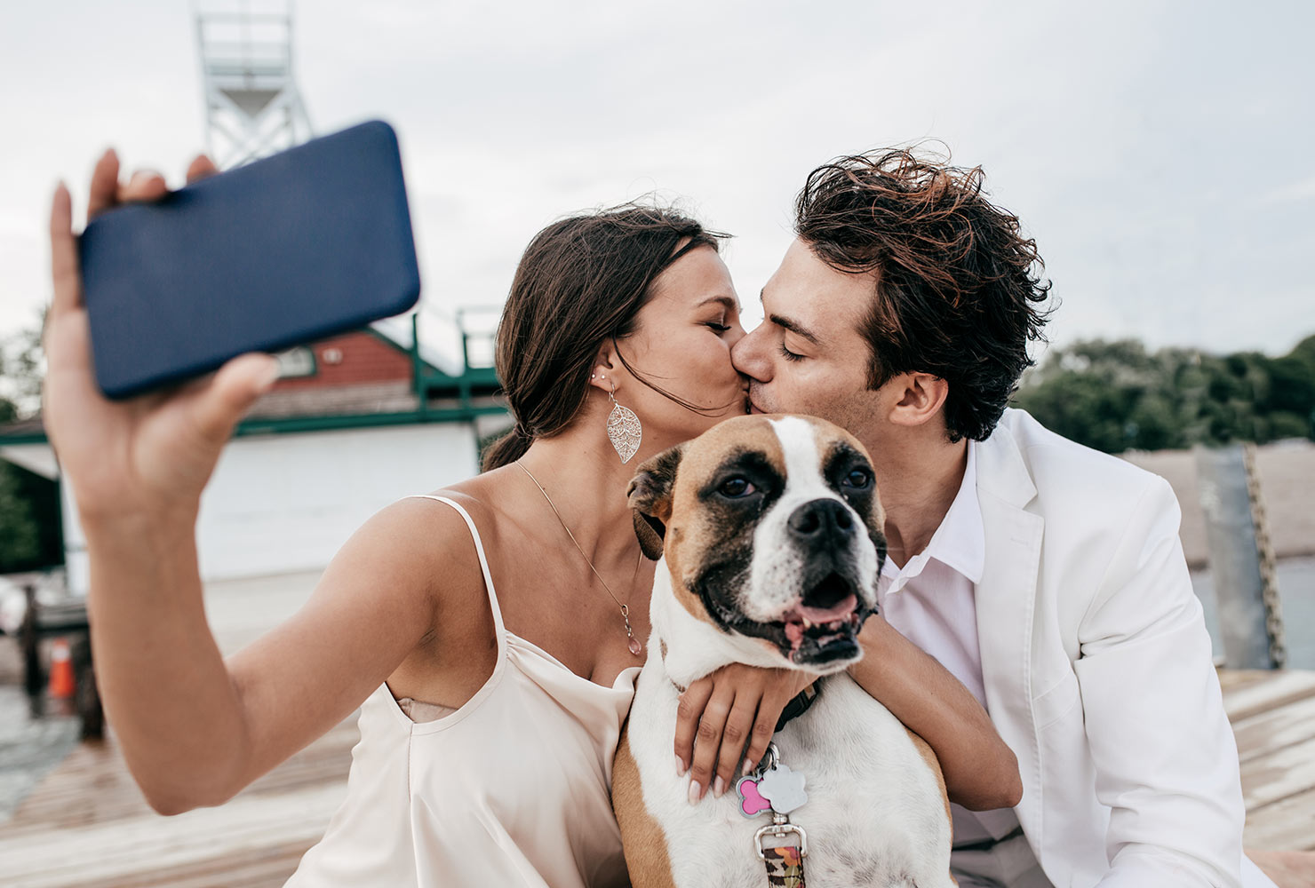 Couple kissing.