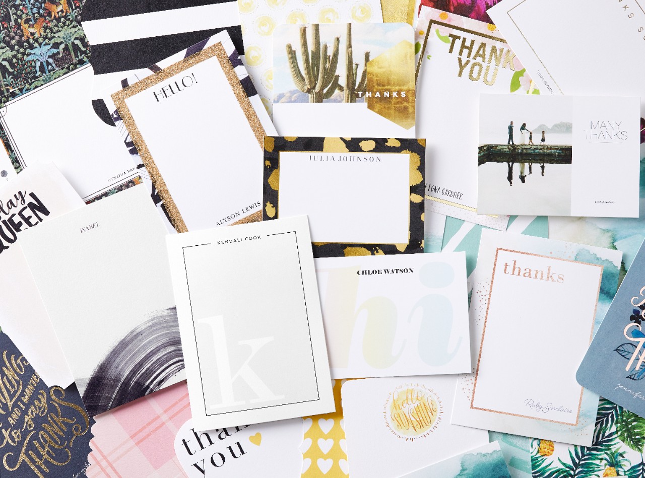 group of custom thank you cards 