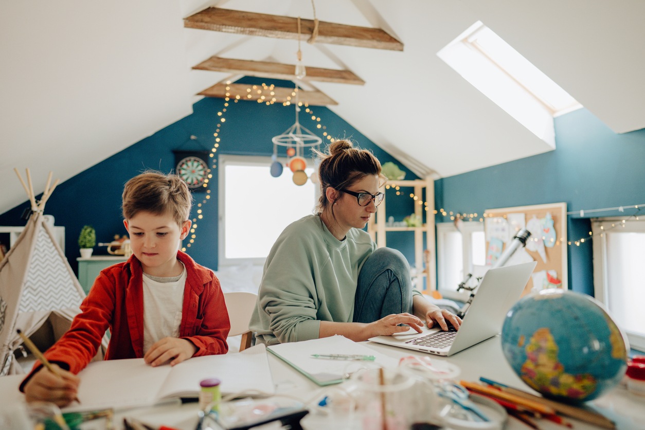 online school while working from home
