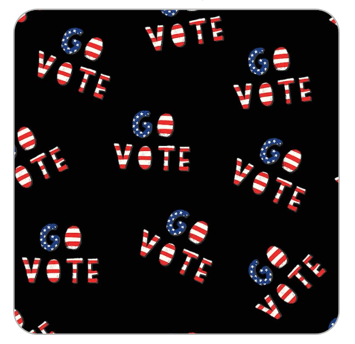 Custom sticker with voting artwork that says Go Vote for the 2020 election