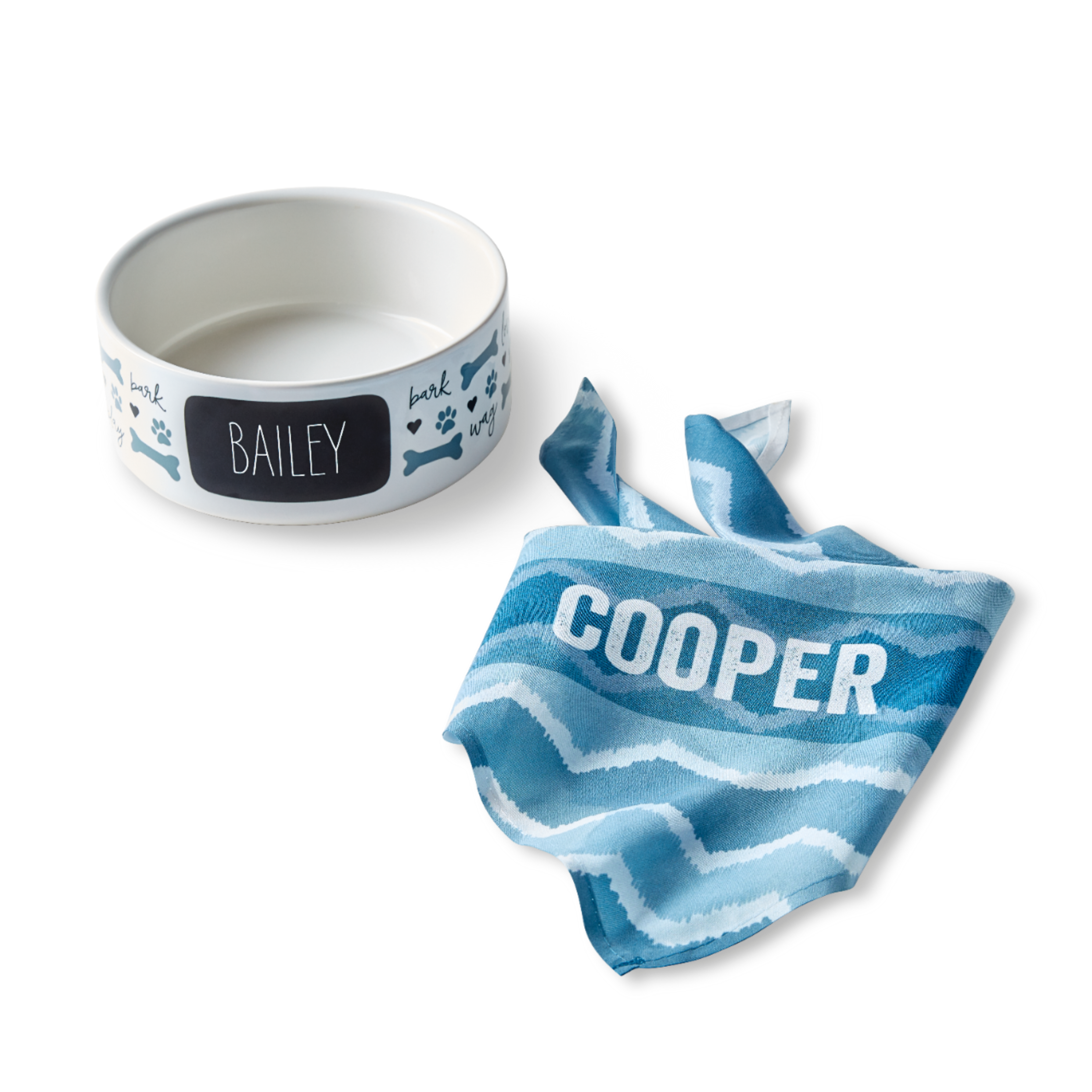 Personalized pet bowls with name and customi pet bandana