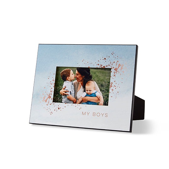 Personalized blue and accented frame with mom and her sons playing