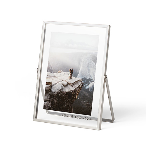 tabletop floating framed print with silver frame