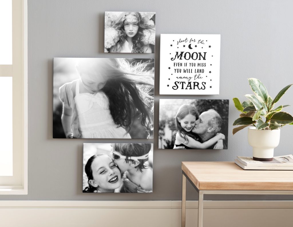 Metal prints in different sizes with a variety of sizes for wall collage
