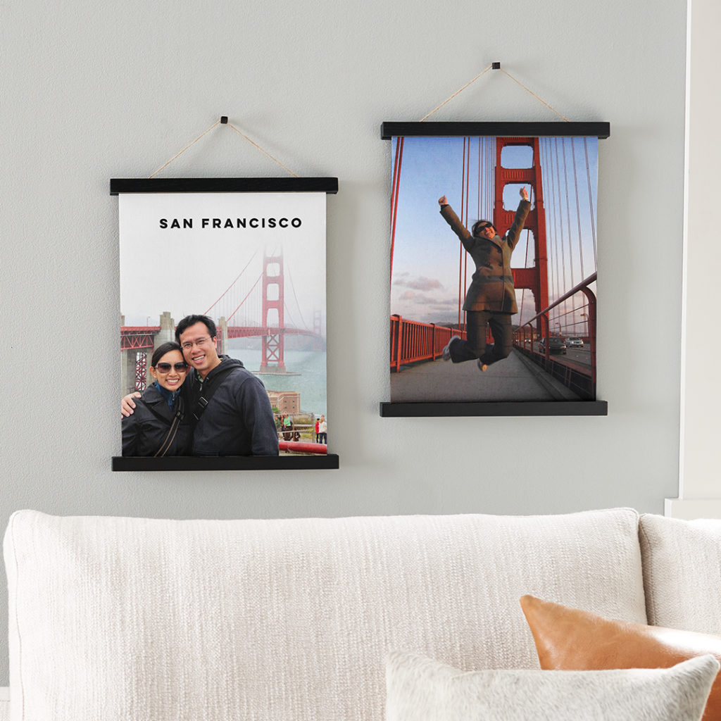 San francisco golden gate bridge in a hanging canvas print for staycation