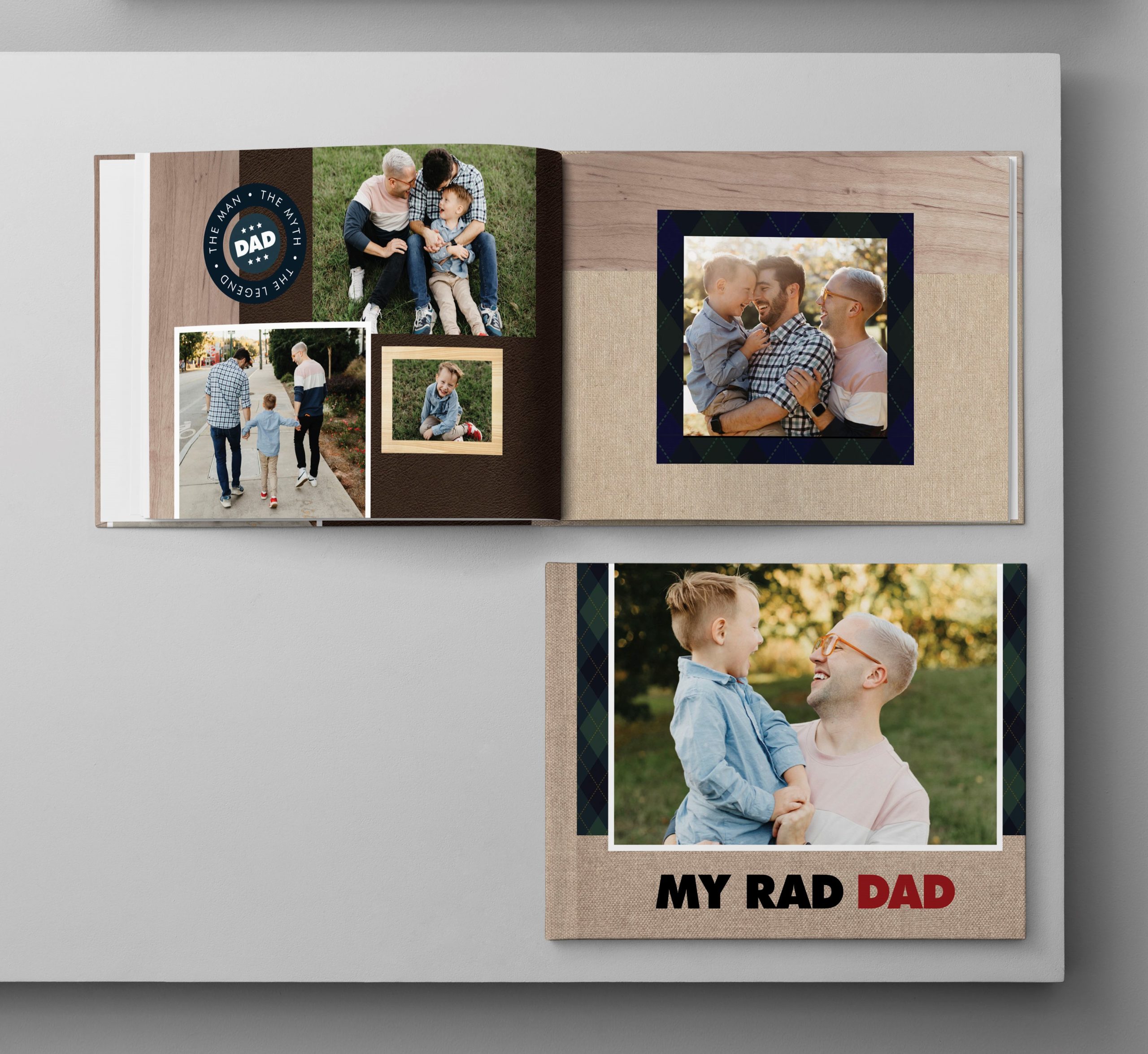 family photo album with the title my rad dad with a family on the cover