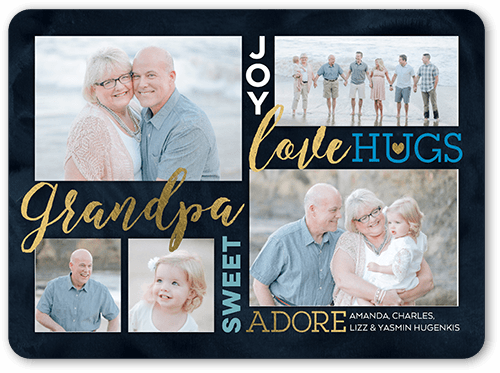 Witty Words Father's Day card featuring grandparents and thier grandaughter