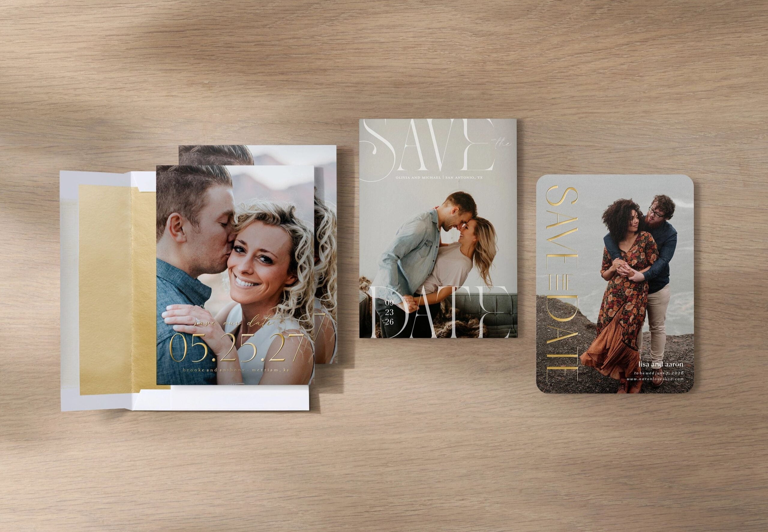 three save the date cards