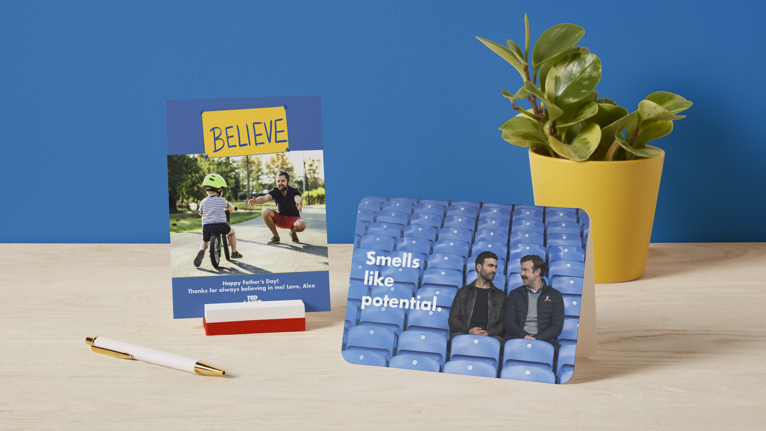 Ted Lasso funny Fathers Day cards with regular corners and rounded corners