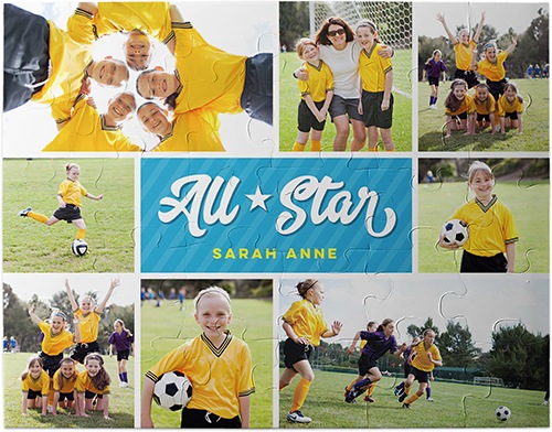 active all star kids puzzle with color block middle and eight pictures