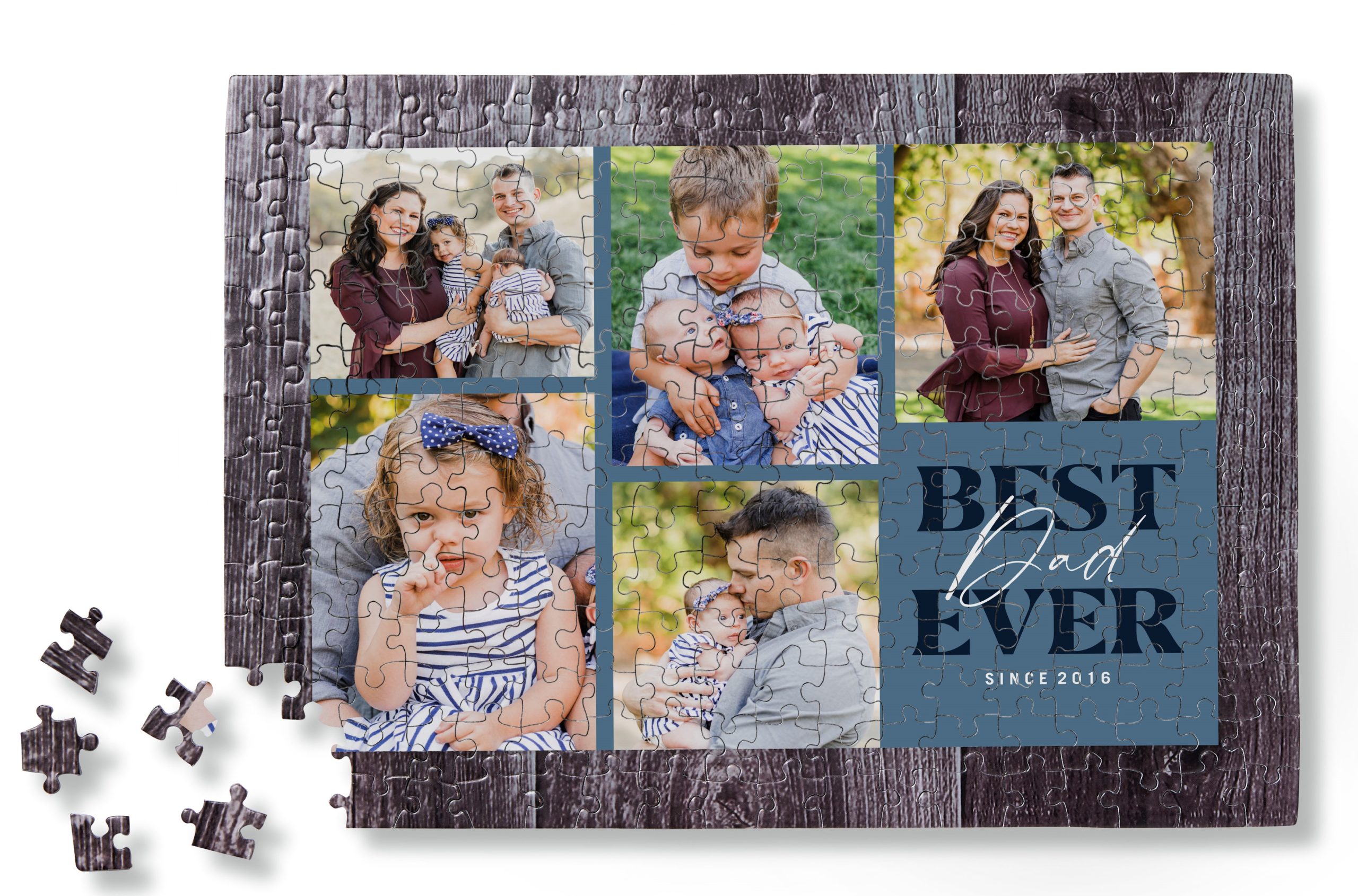 fathers day puzzle with the message best dad ever with family pictures