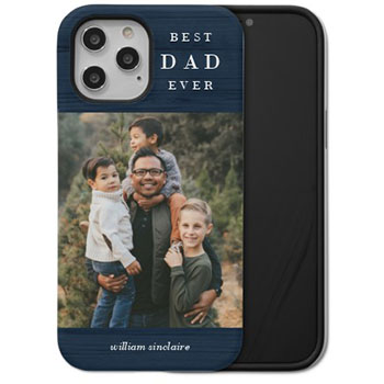 gifts for men iphone case with dad and his sons on a blue background and names