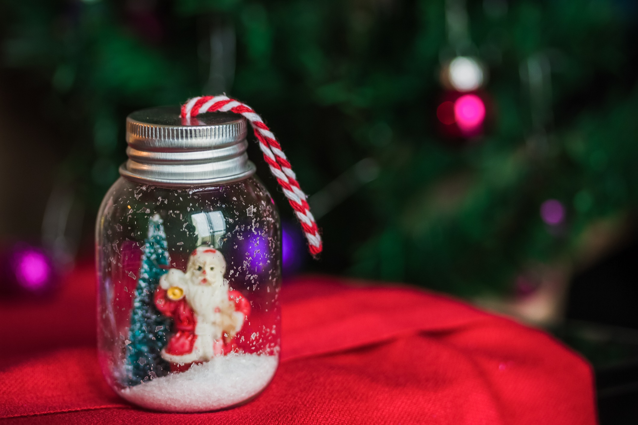 Santa in a DIY snow globe