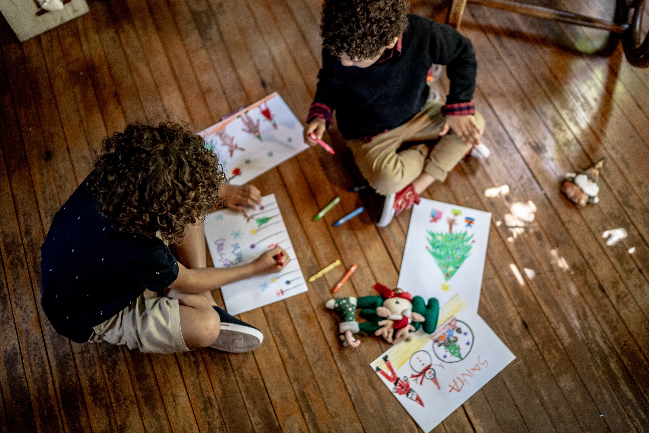 Kids coloring Christmas drawings