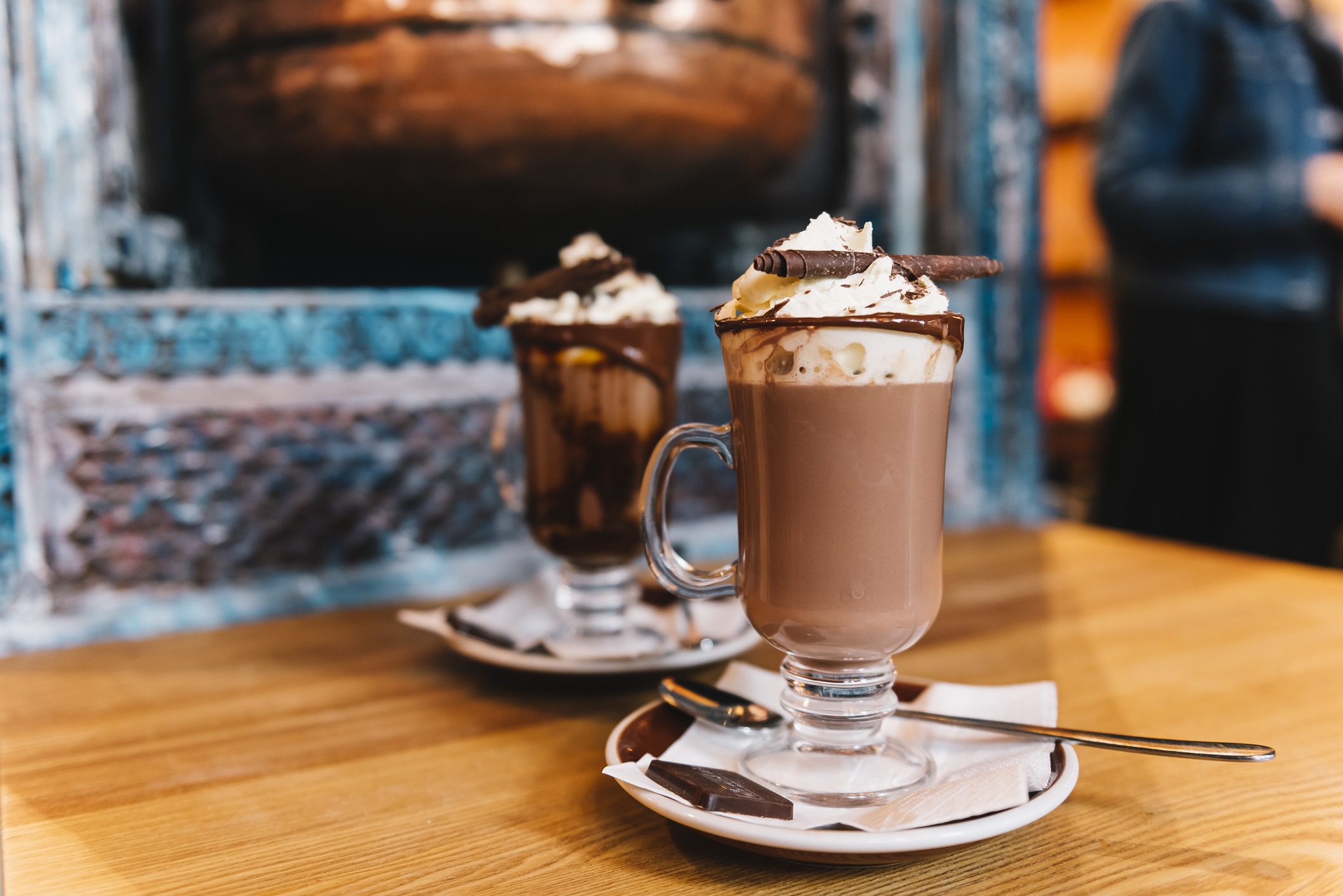 Two decadent hot chocolates