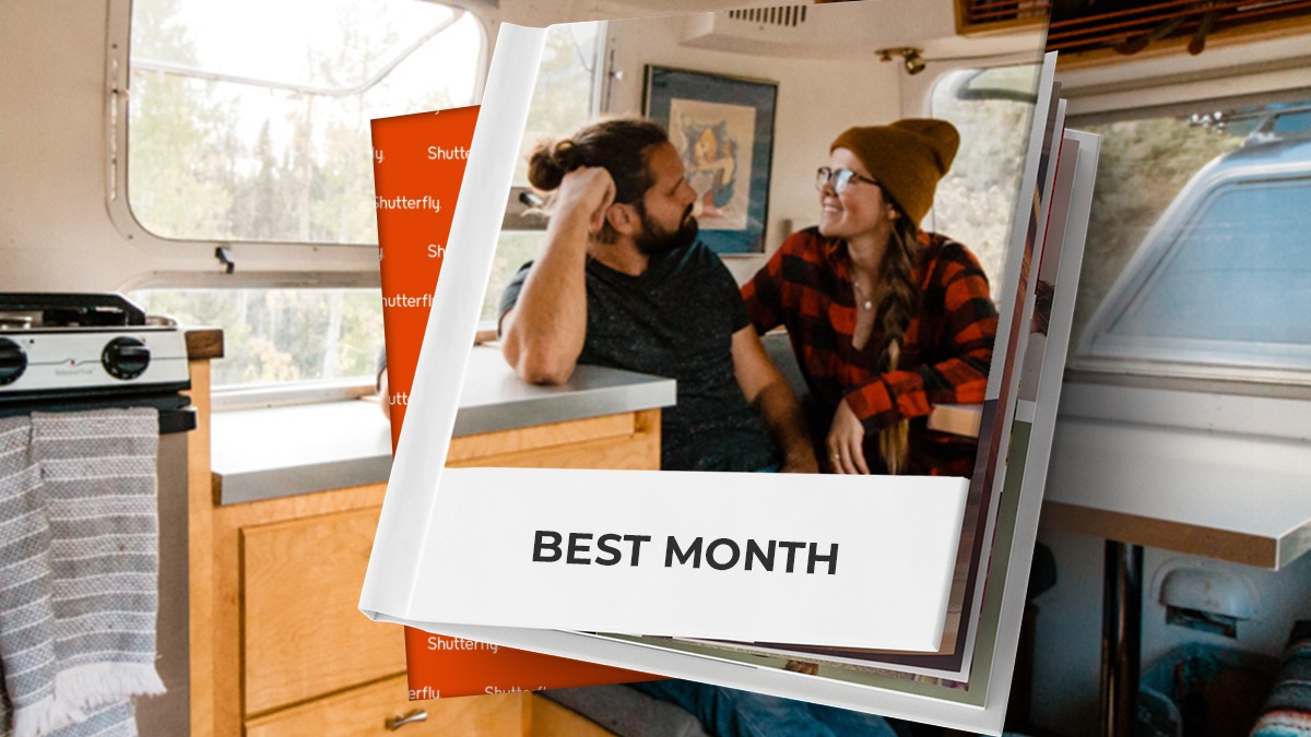 A personalized Instant Photo Book as a gift idea and featuring a boyfriend and girlfriend on a holiday trip