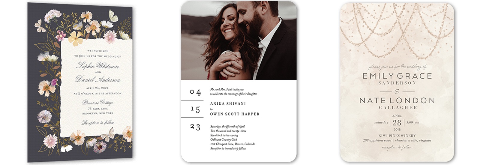 diy wedding decorations invitations invites in three different styles