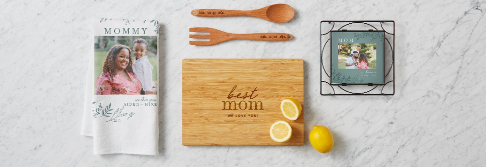 kitchen decorating ideas wooden cutting board utensils tea towel trivet