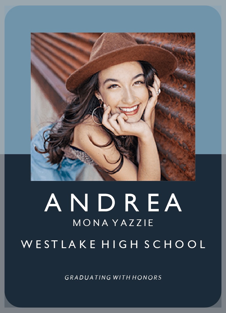 Graduation announcement with name + school