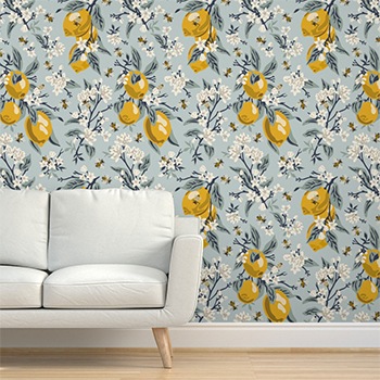 lemons and bees wallpaper spoonflower home decor ideas couch