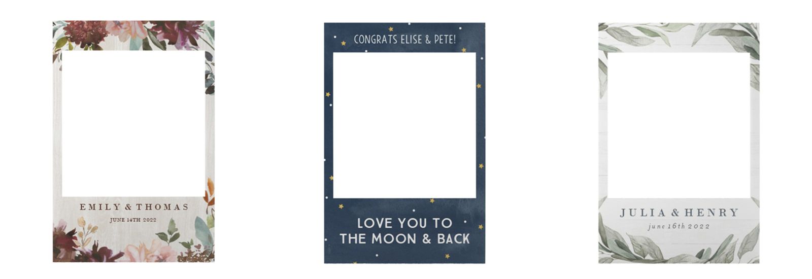 Custom wedding selfie frame photo booth props