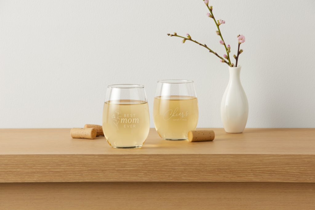 Two custom wine glasses