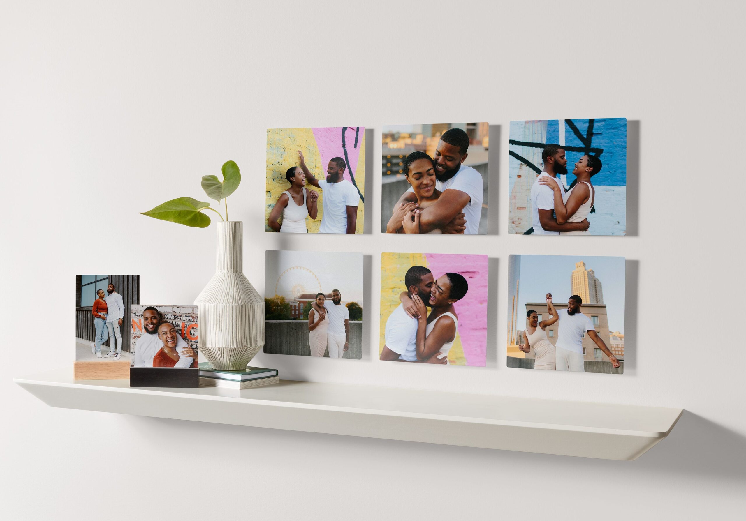 photo tiles on wall