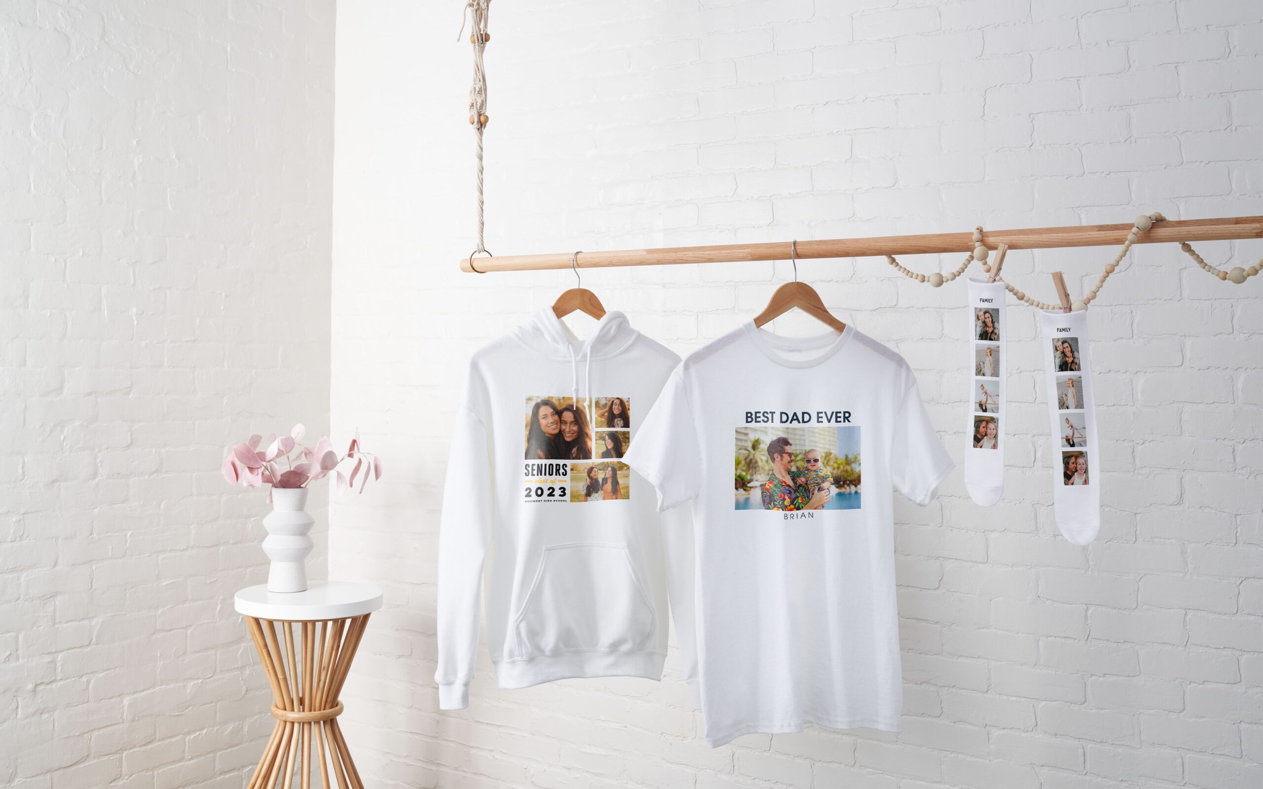 custom hoodies, t-shirts, and socks