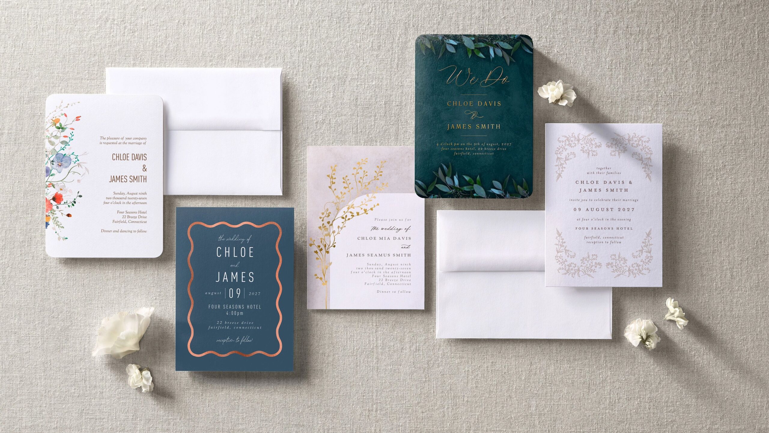 variety of different wedding invitation designs