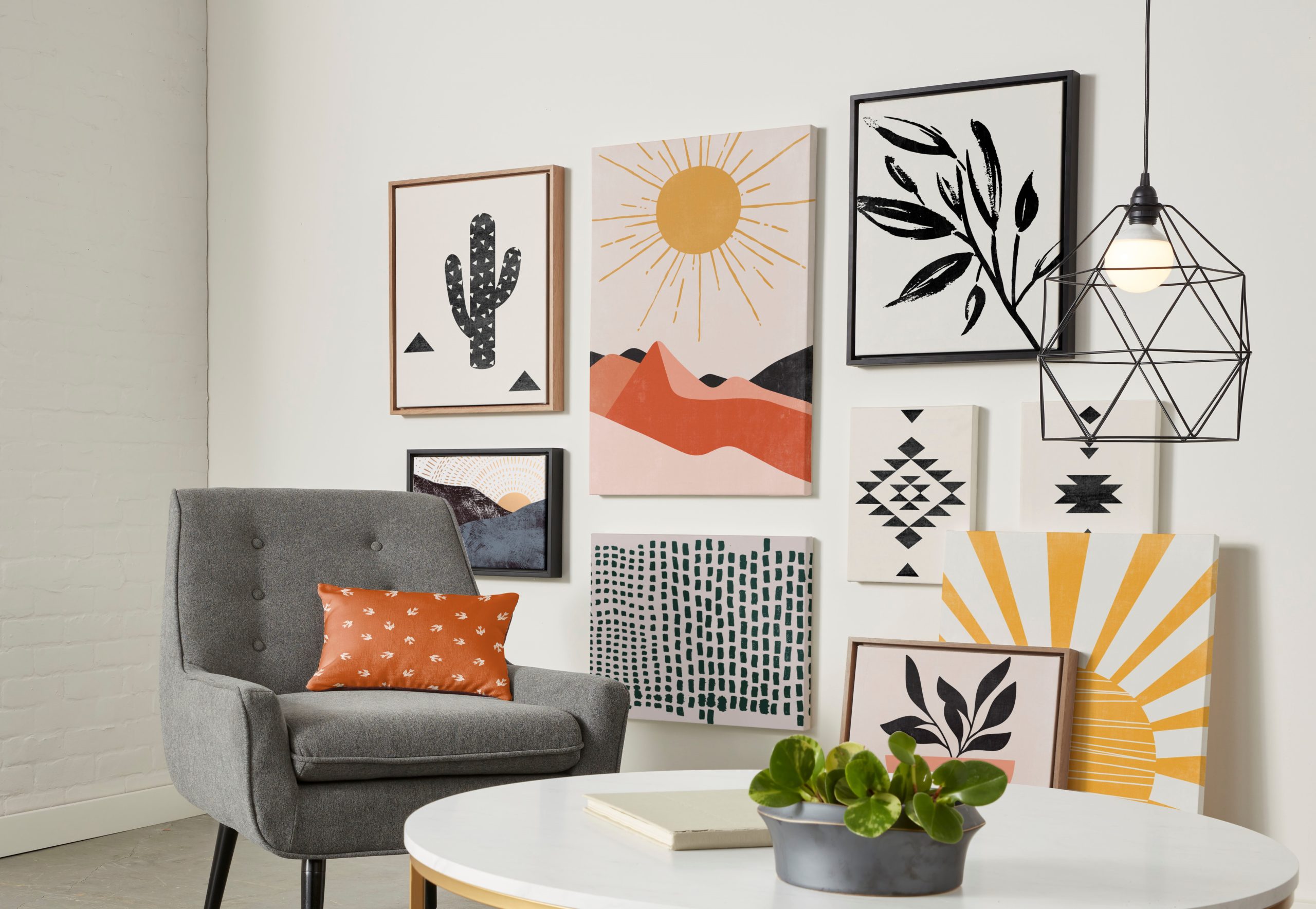 Curate collections you adore with different types of wall art collage and chairs