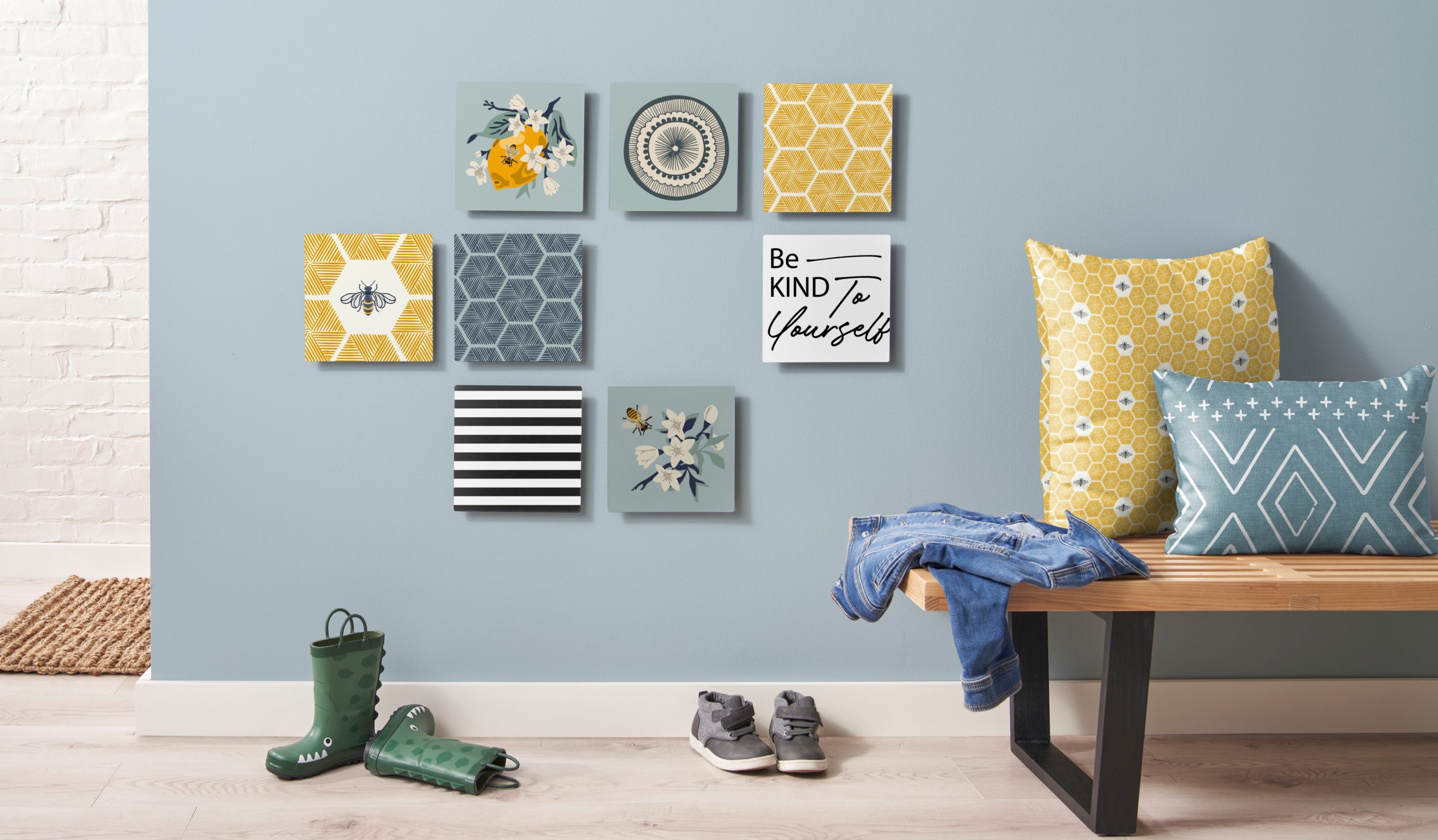 explore home decor pieces and designs with blue tone and photo tiles