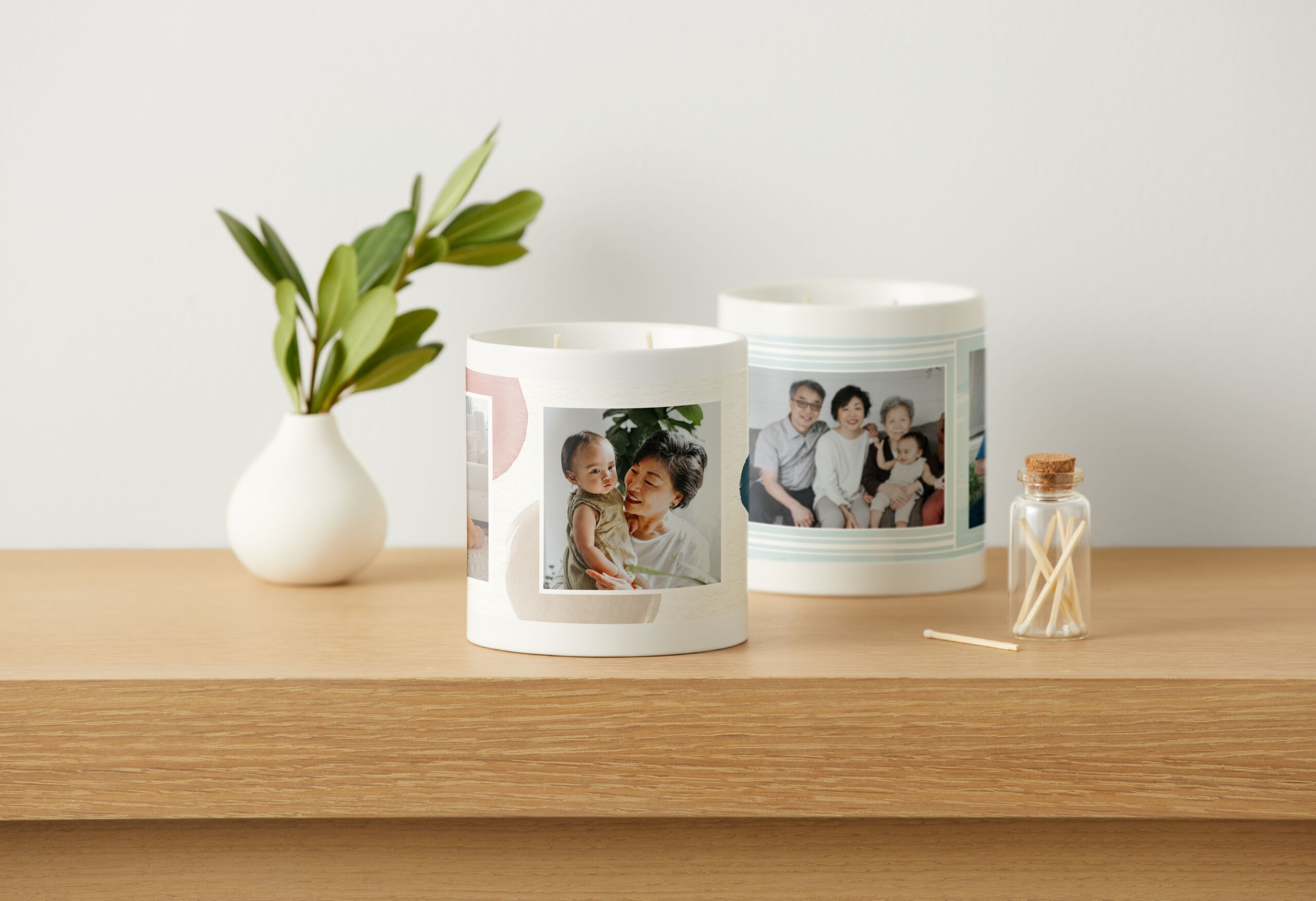 custom candles featuring photos of grandparents