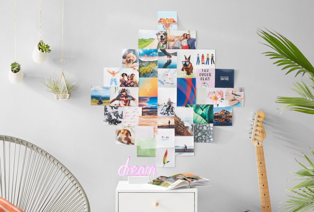 photo collage of photo prints hanging on a wall