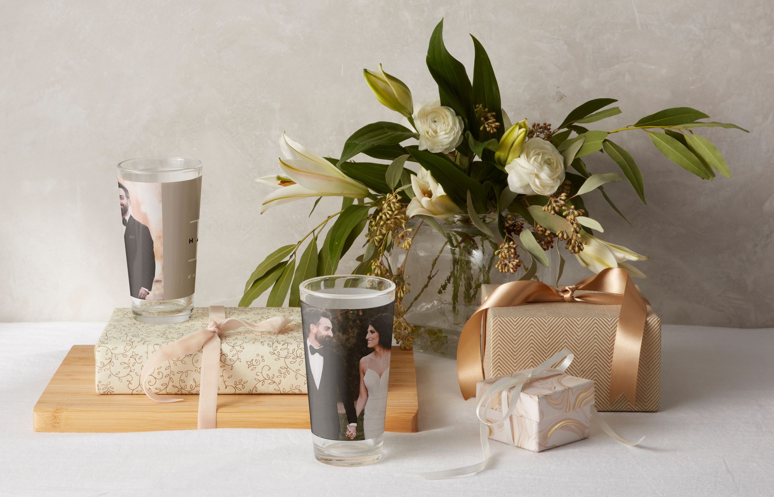 Wedding pint glasses