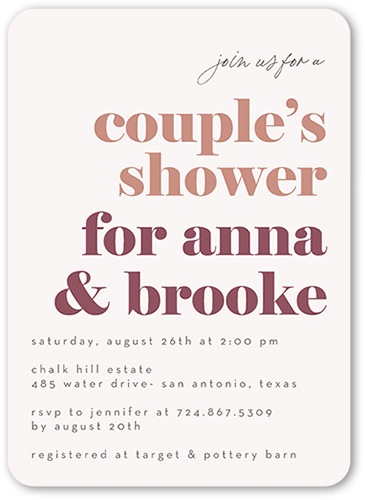 Couples shower baby invitation in a modern, minimalist design