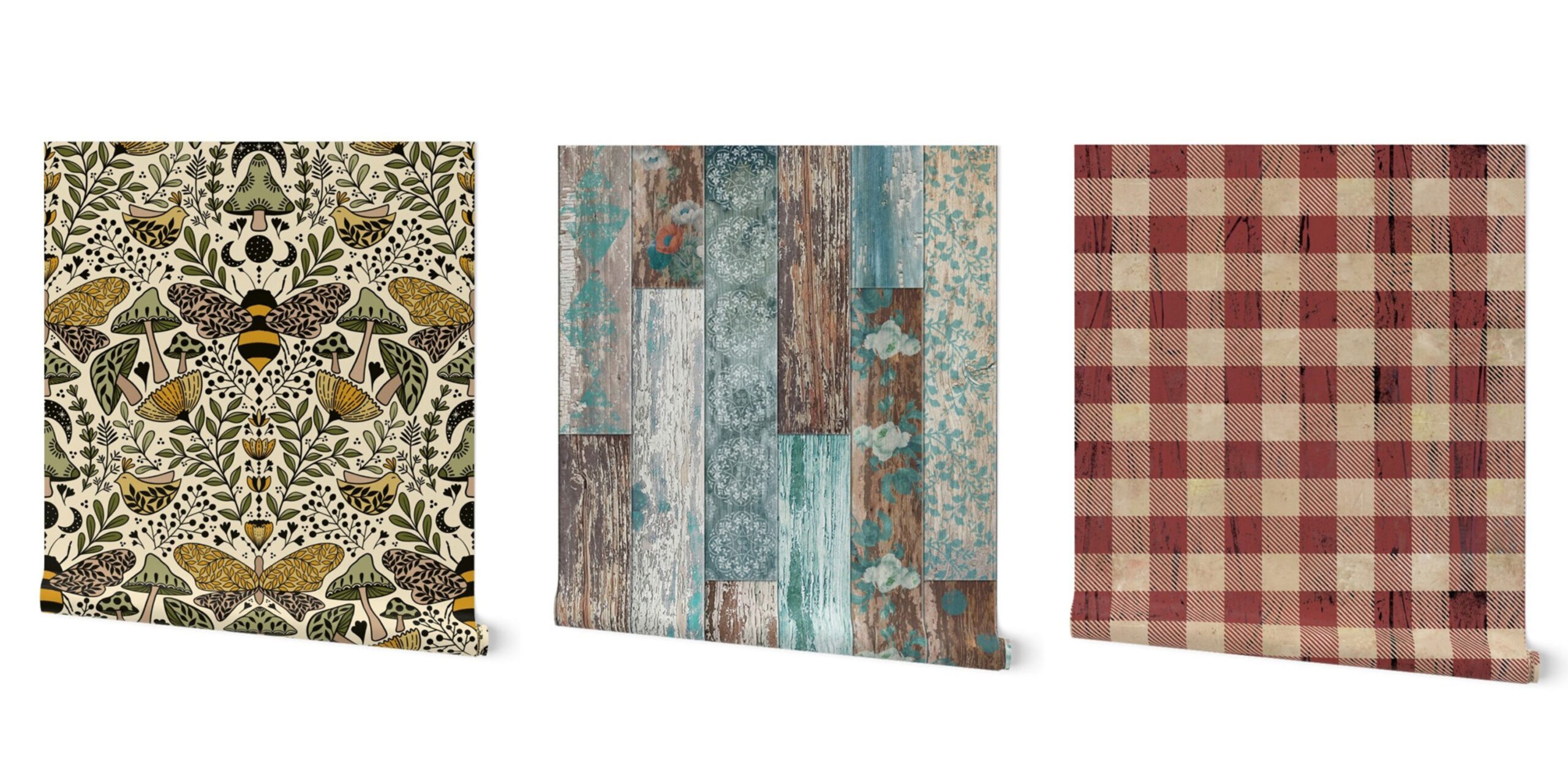 three styles of rustic wallpaper