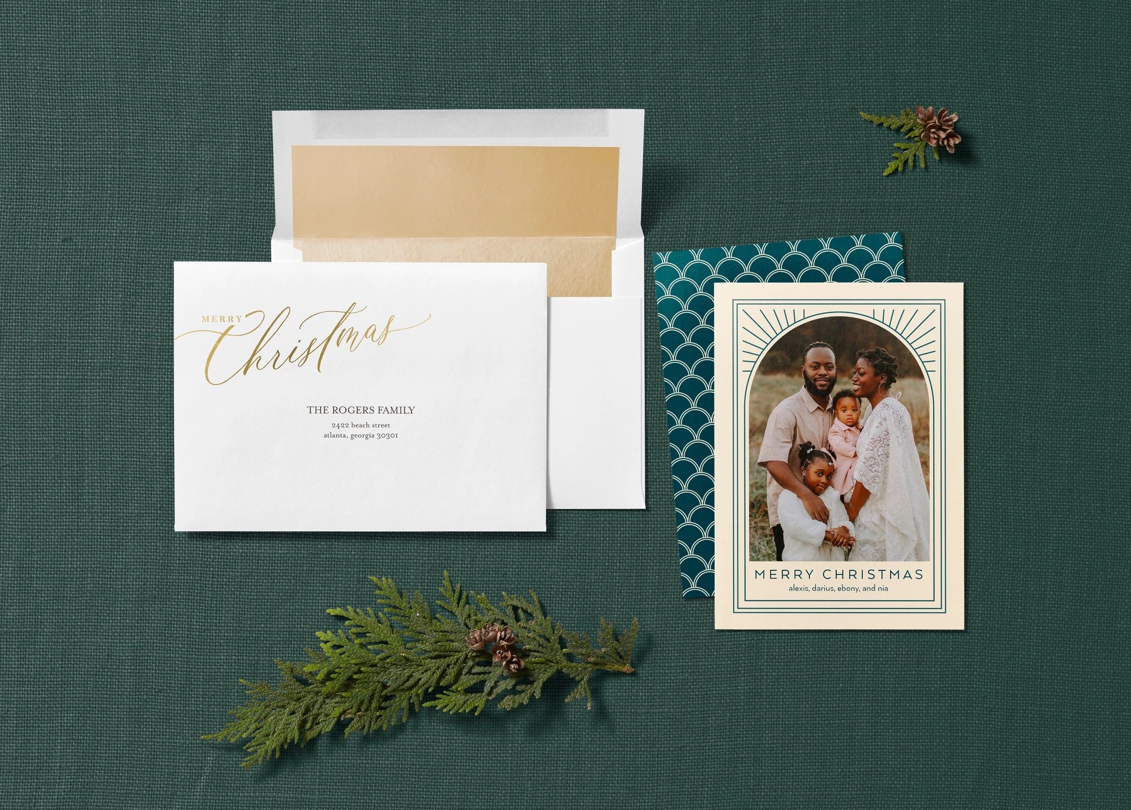 christmas card with addressed envelope